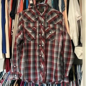 RED SNAP plaid snap LS shirt